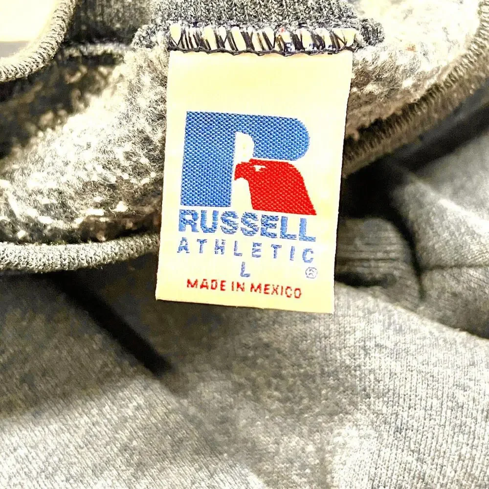 VTG Russell Athletic Sweatshirt Crewneck Blank Gray Blue Made In Mexico Sz L - Picture 6 of 8